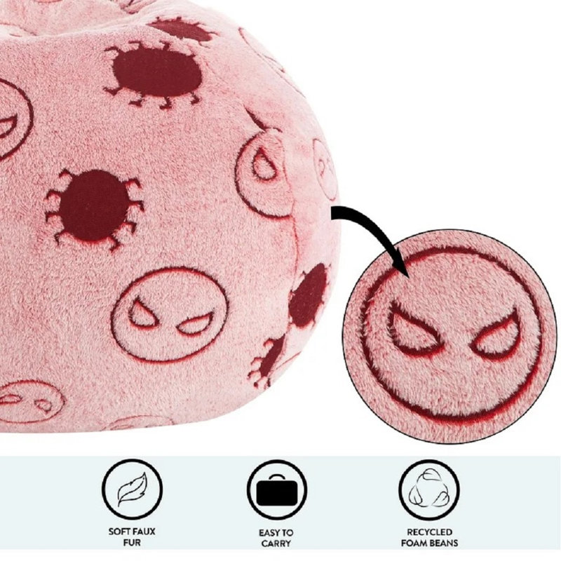 Marvel Avengers Embossed Faux Fur Round Bean Bag Chair, Pink Faux Fur