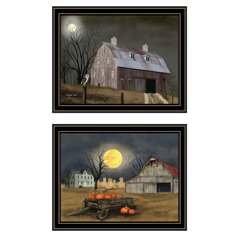 «2 Autumn Moonlit Nights», art mural en bois et papier multicolore