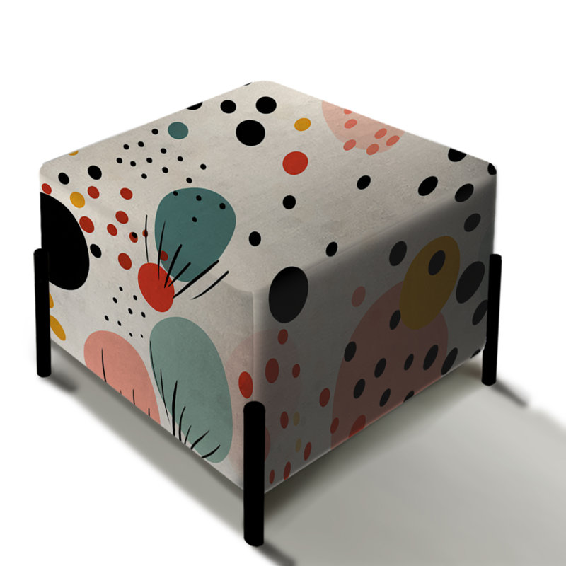 Moroccan Influence Polka Dots Pattern - Polka Dots Square Ottoman