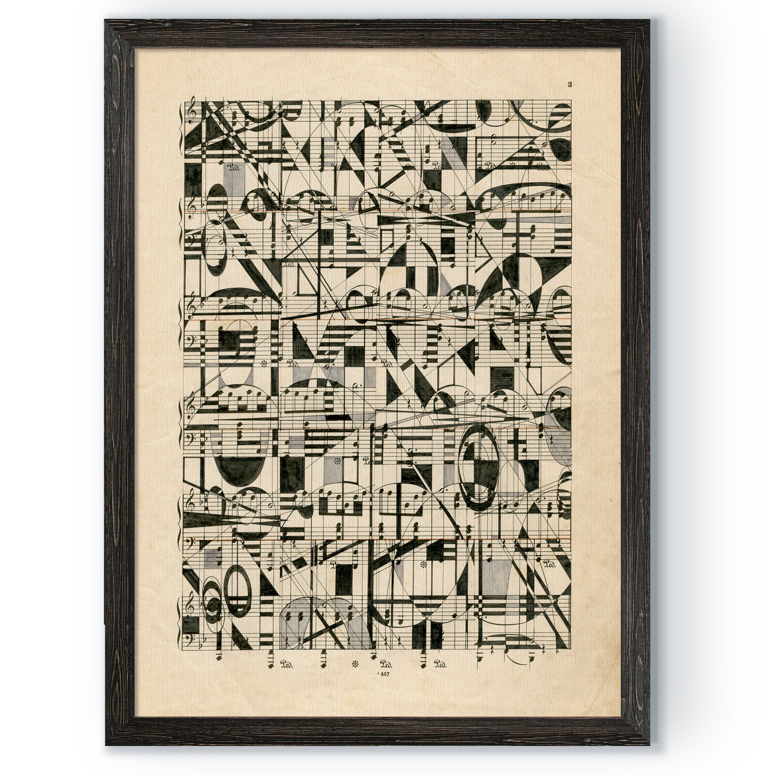 Graphic Notes Painting by Paul Cezanne, 44" H x 32" W x 1.25" D, Ebony Framed Canvas