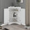 Armoire de rangement blanche triangulaire avec tablettes réglables, armoire de plancher autoportante pour la cuisine