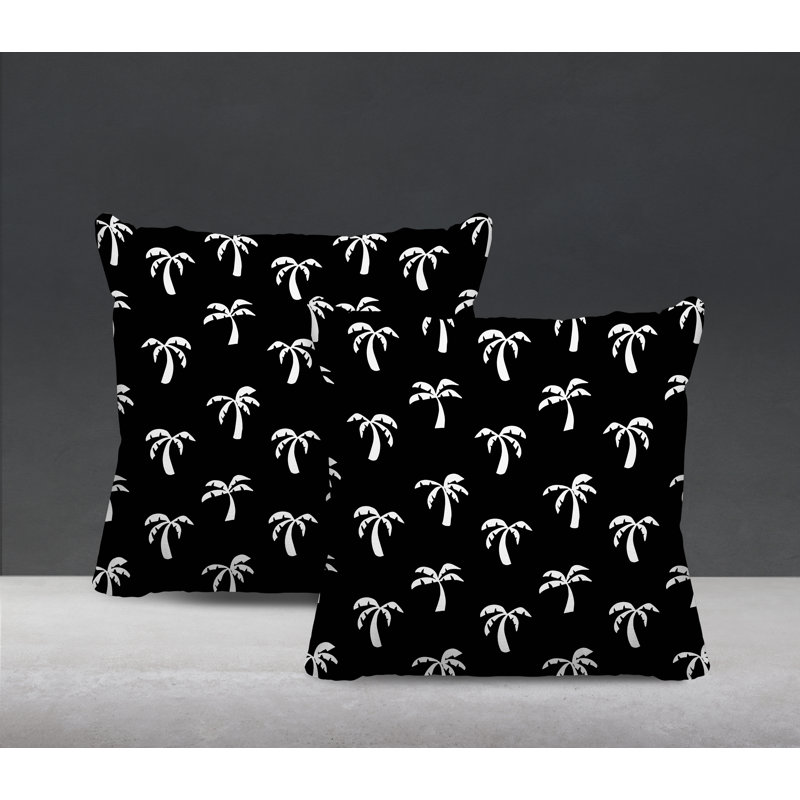 Housse et insert de coussin décoratif intérieur / extérieur en mélange de polyester, L 17 po x H 17 po, Noir