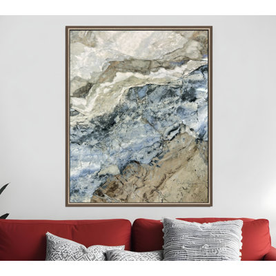 Stone Modern Abstract Champagne Gold Floater Frame Print Wall Art