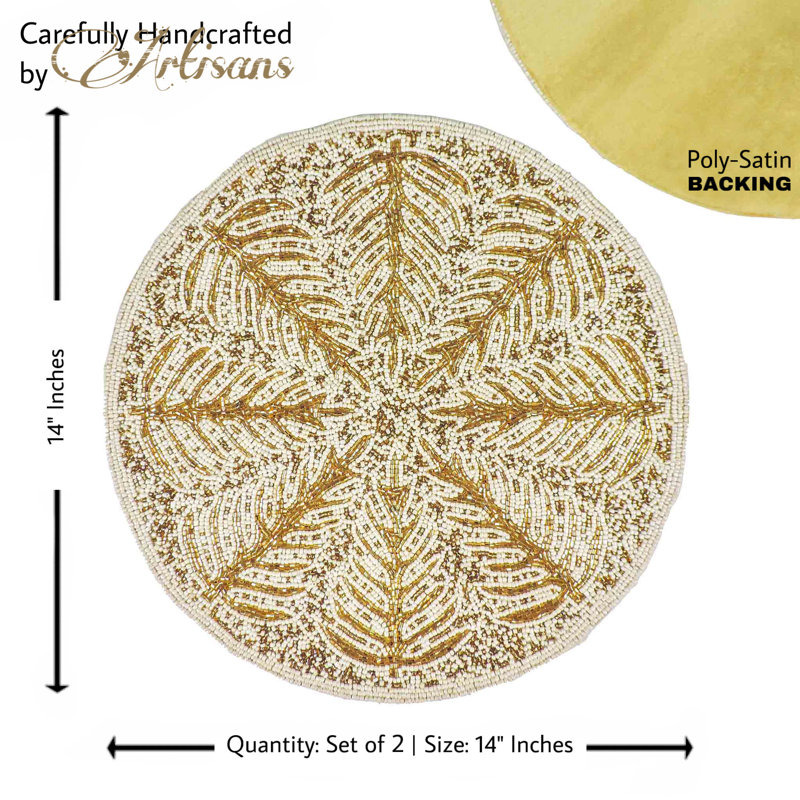 Glass Beads Embroidered Round Placemat