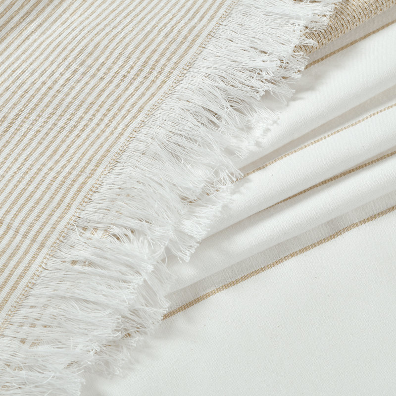Rideau de douche en coton tissé à franges, Taupe
