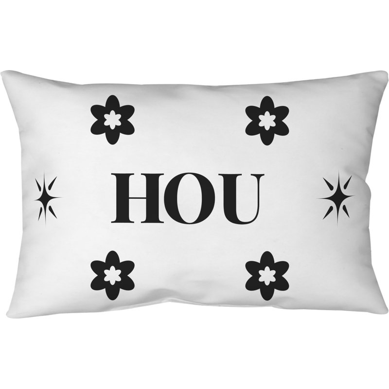 Coussin Houston Basketball, Blanc / noir 