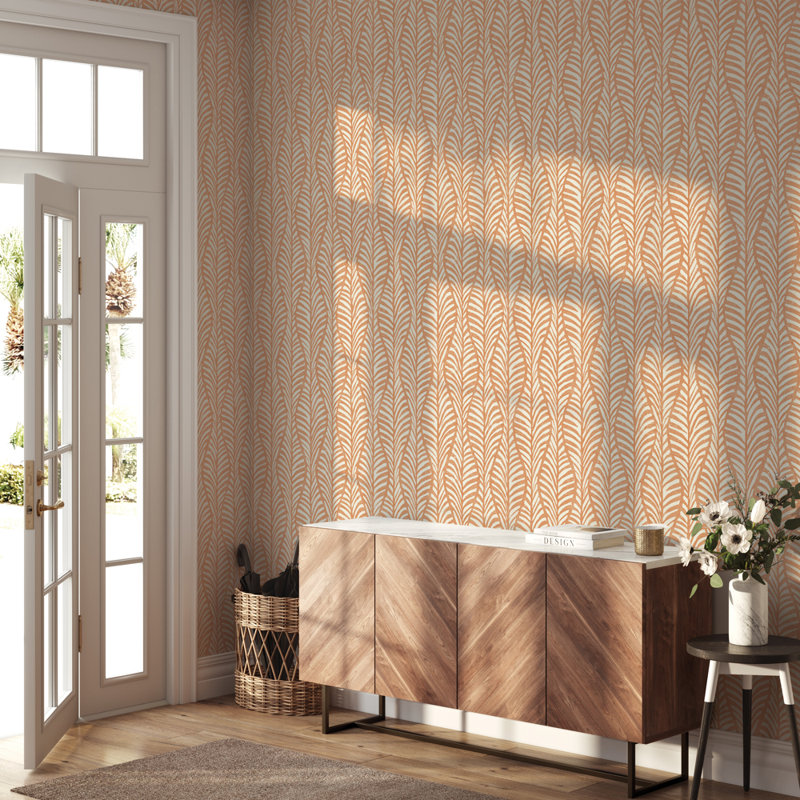 Philpott 16.5' L x 20.5" W Peel and Stick Wallpaper Roll, Orange