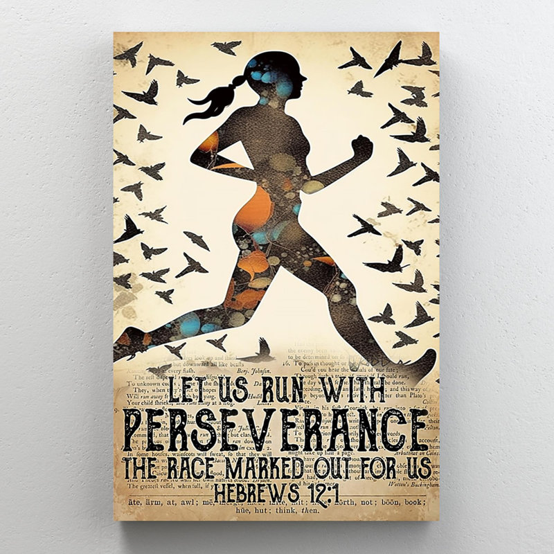 Let Us Run With Perseverance - 1 pièce, reproduction d'art graphique sur toile tendue, H 14 po x l 11 po x P 1,25 po