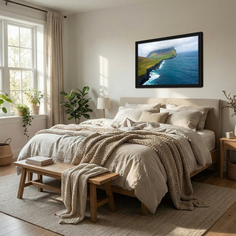 Paysage et nature Cliffside Coastline Ocean Waves Paysage de montagne ciel nuageux Green Hills, H 16 po x l 24 po
