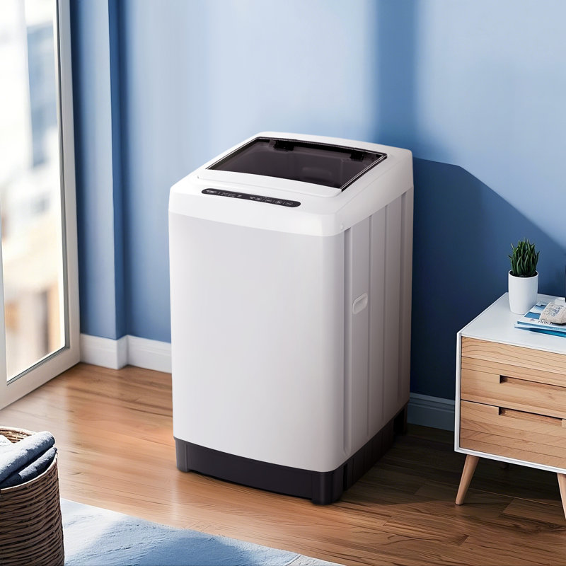  Machine à laver portative 1 \ 1,5 Cuft - Laveuse pour appartement`` 10 niveaux d'eau, lavage Bionic et lavage Heathy, petite laveuse avec pompe de vidange, blanc
