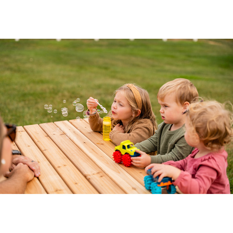 Jack and June Premium Cedar Wood Rectangular Picnic Table Easy Assembly Rounded Corners Comfortable for Kids and Adults