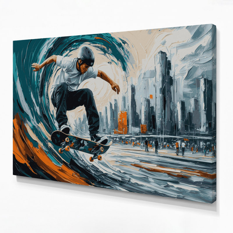 Sports, planche à roulettes, art mural bleu