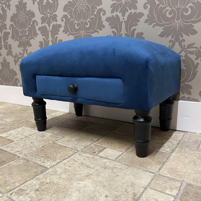 Karlyn 45cm Velvet Rectangle Footstool Ottoman with Storage, Hand-Finished Solid Colour Design for Living Room or Bedroom