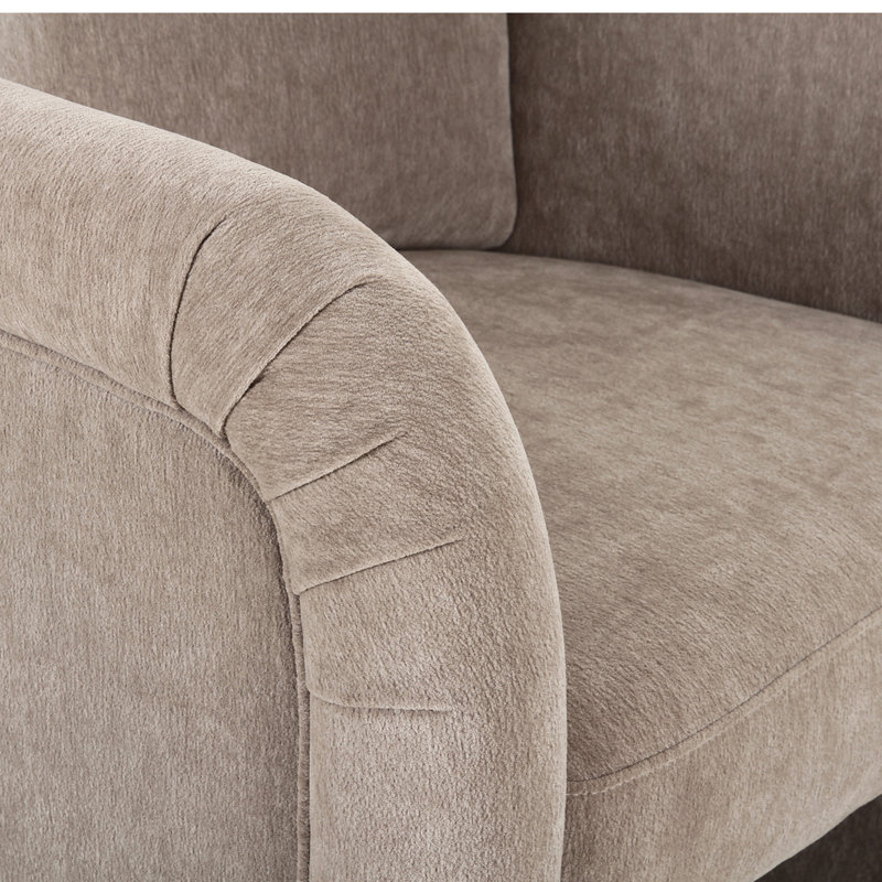 Becca Rolling Dining Arm Chair, Light Beige Performance Chenille