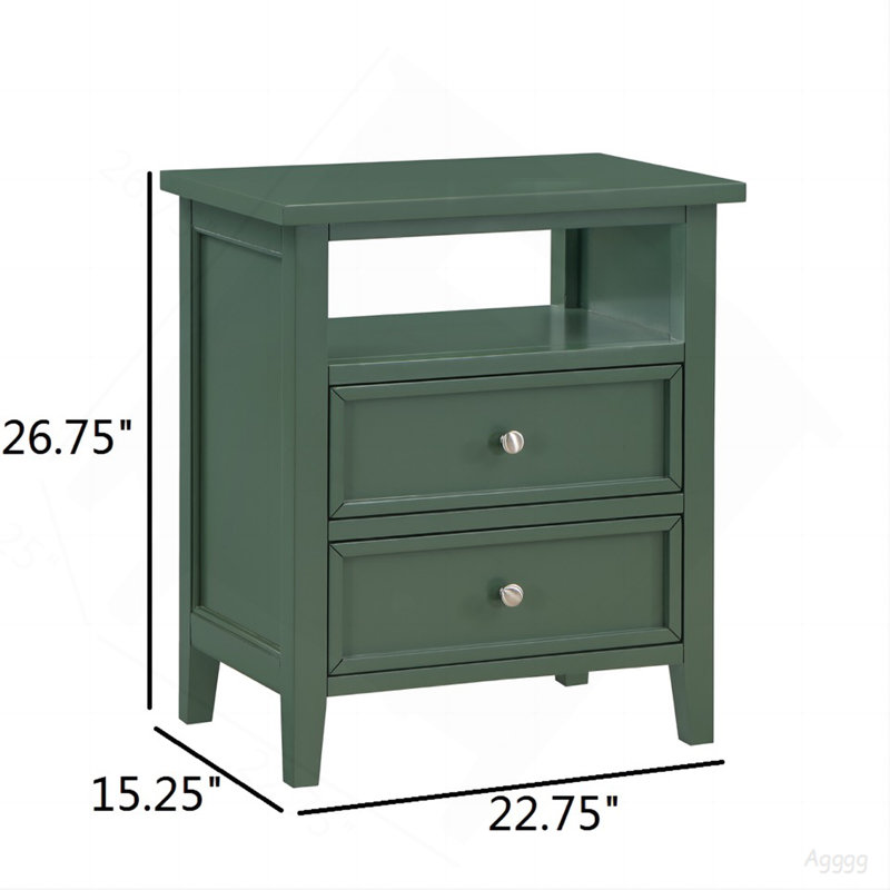 Table de chevet 2 tiroirs Weston Vintage Green