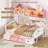 Daybed with High Bookcase & 6 Storage Drawers, 76.4"L x 53.9"W x 60.6"H-420381302-380085441