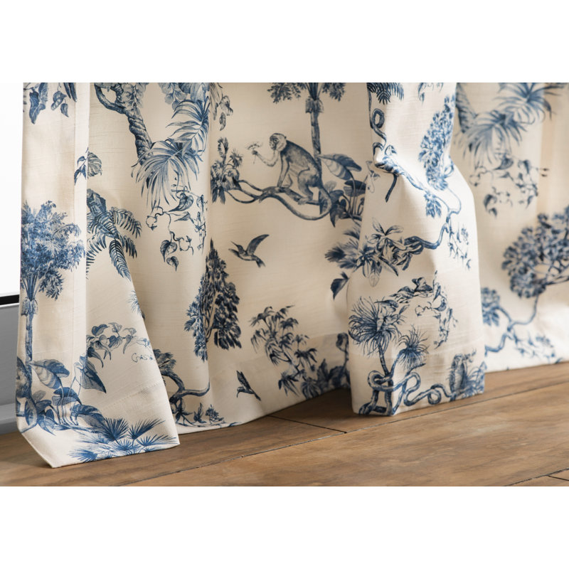Maison d'Hermine Bonobo - Rideau bleu 100 % coton - 127 cm x 244 cm, Bleu, L 50 po x L 96 po