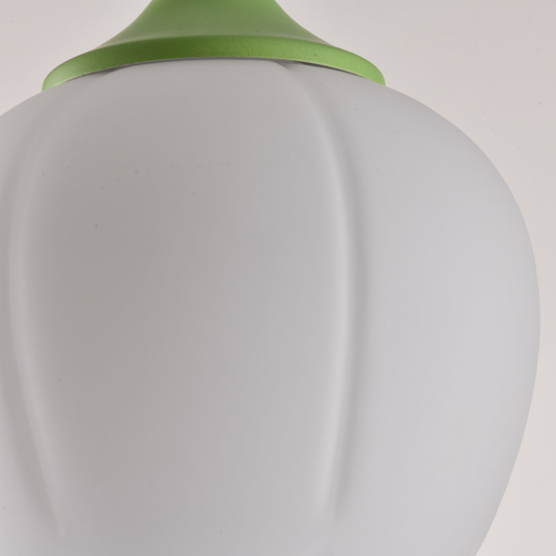 Luminaire suspendu vert 1 lumière avec abat-jour en verre blanc 