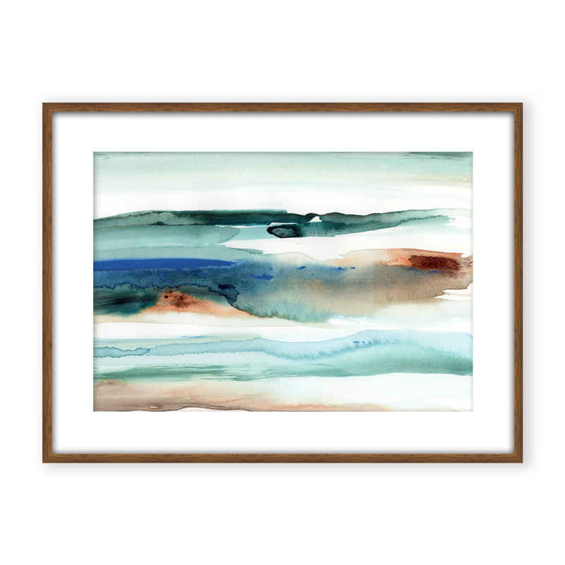 Coastal Retreat Beach Waves Abstract, Framed Canvas, 16" H x 24" W x 2.375" D, Black