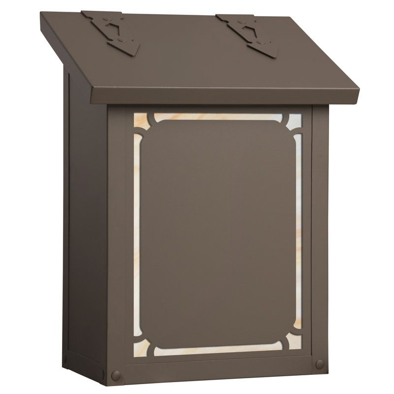 Monarch Metal Wall Mounted Mailbox, Powder Coat Bronze/Honey