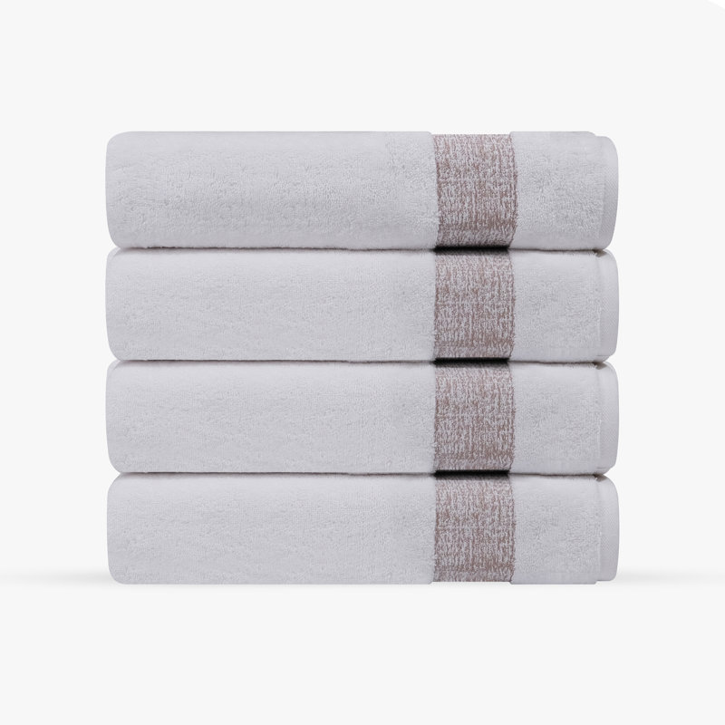 Jonnae 4 pcs Turkish Bath Towels Set, Beige