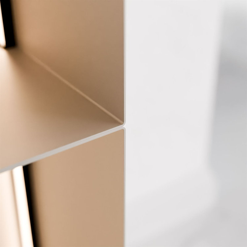 99cm H x 99cm W Metal Bookcase, Cashmere / Cashmere with LED