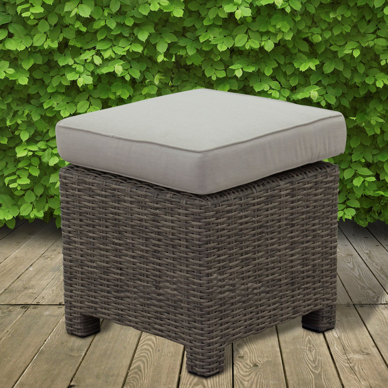 Wicker Outdoor Ottoman, Gray