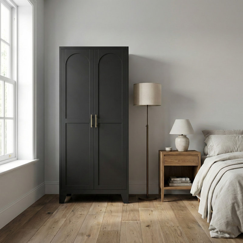 71" Tall Steel Storage Cabinet With 2 Curved Doors & Adjustable Shelves – Spacious Multi-Use Cabinet For Home & Office, Black