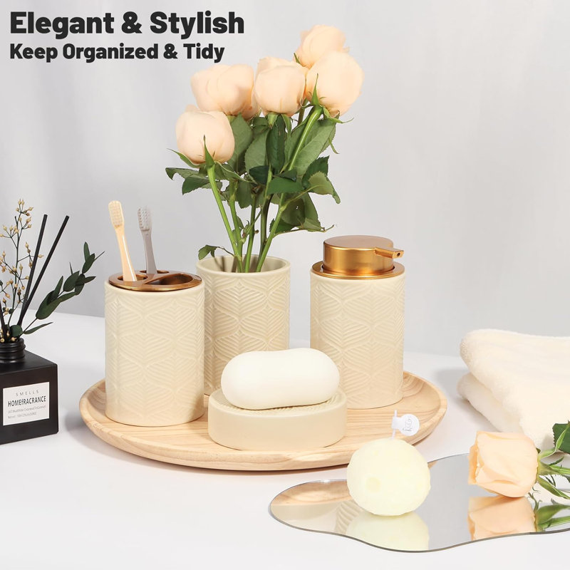 Ceramic bathroom accessory set