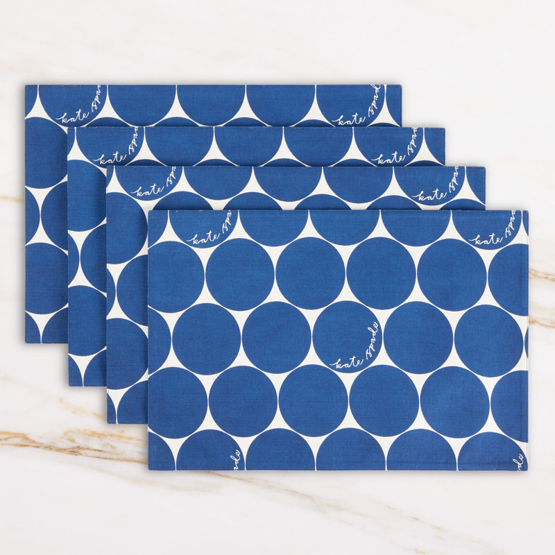 Blue and White Cotton Reversible Retro Placemats Set of 4