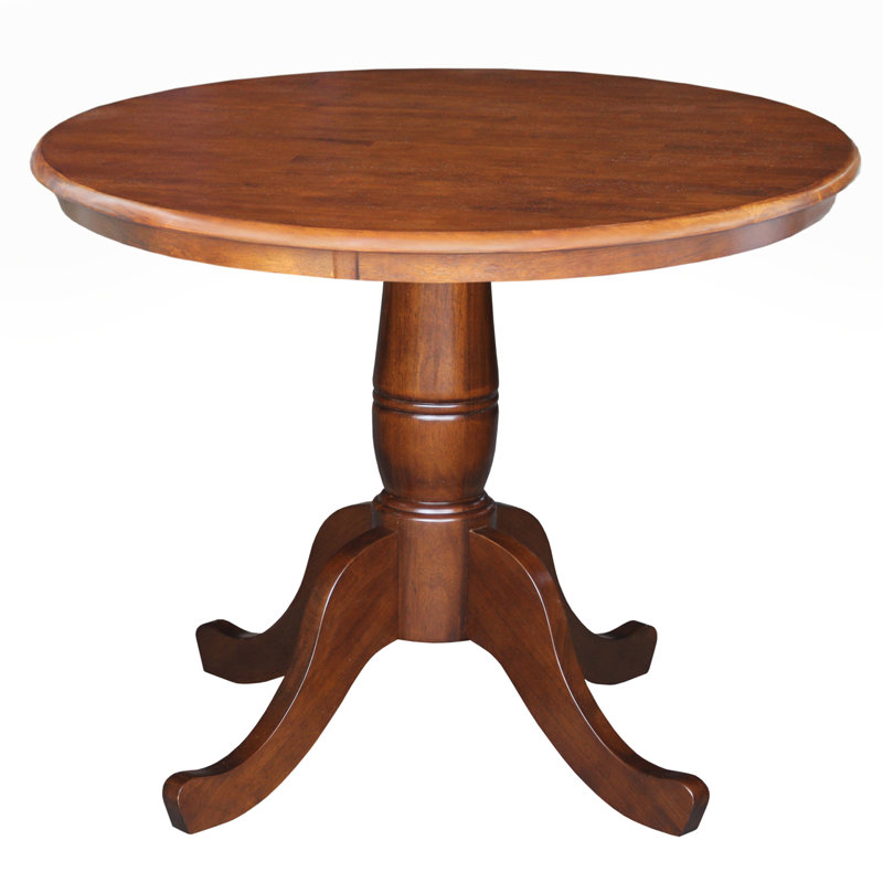Table de salle à manger à piédestal en bois massif, H 30 po x L 36 po x l 36 po, Espresso