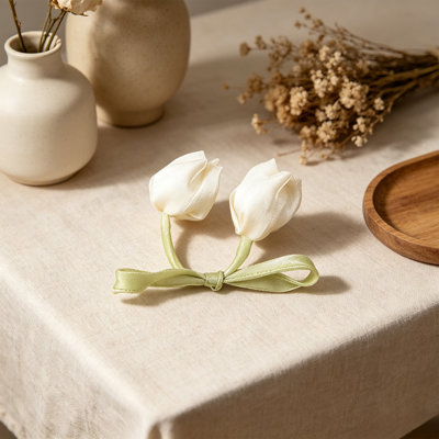 Kbndieu Fabric Tulips Buds Soft Faux Flowers for DIY Sewing Clothing Accessory Bow Curtain Bands Hair Clip