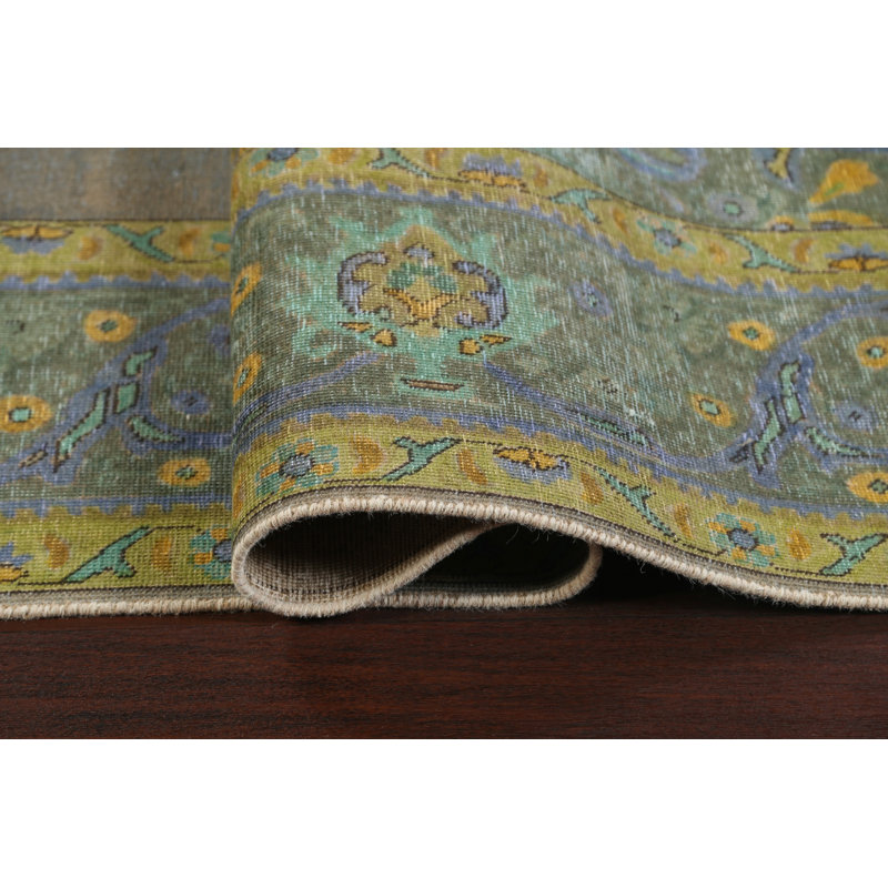 Tapis unique en laine noué à la main de style années 1950 de 9 pi 6 po x 12 pi 3 po brun