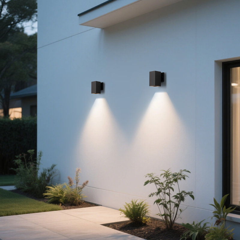7" Outdoor Porch Wall Light for House, Patio, Front Door and Garage, Matte Black Rectangular Downlight