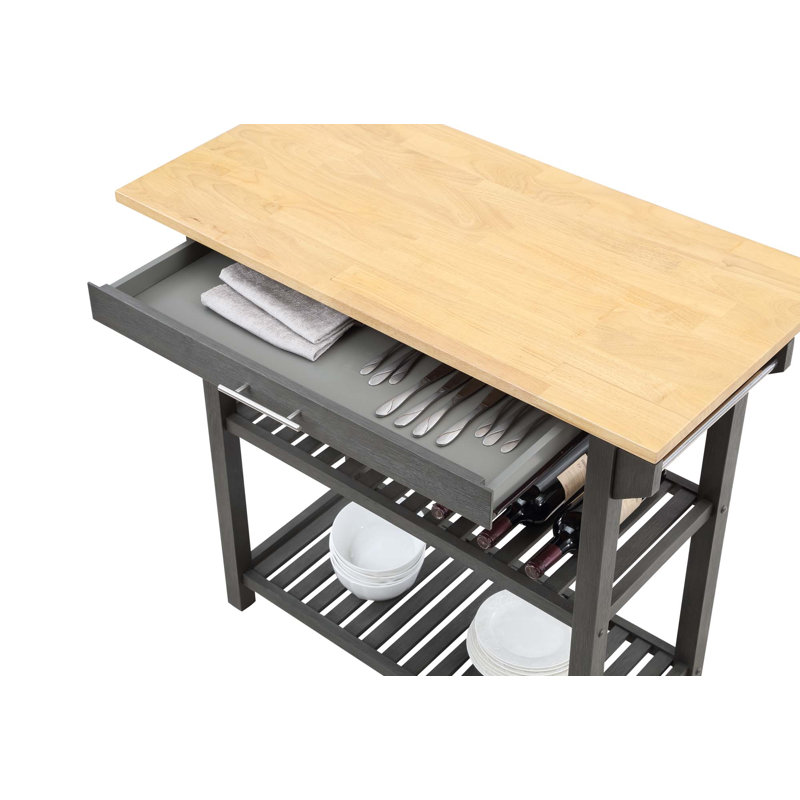 Janxiel 40'' Wide Prep Table with Drawer, Wirebrush Dark Gray