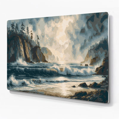 Art mural noir en métal Coastal Pacific Coast