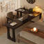 Bureau en forme de L noir en bois massif de style américain-344355545