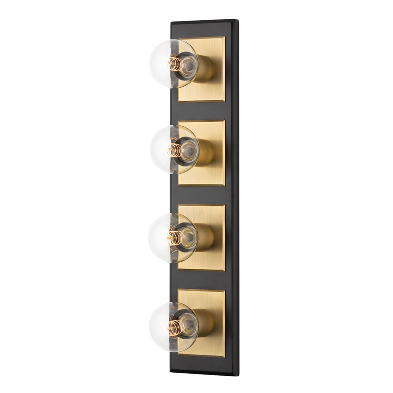 Runyan 3 - Light Dimmable Vanity Light, Patina Brass/Soft Black, 4 Lights