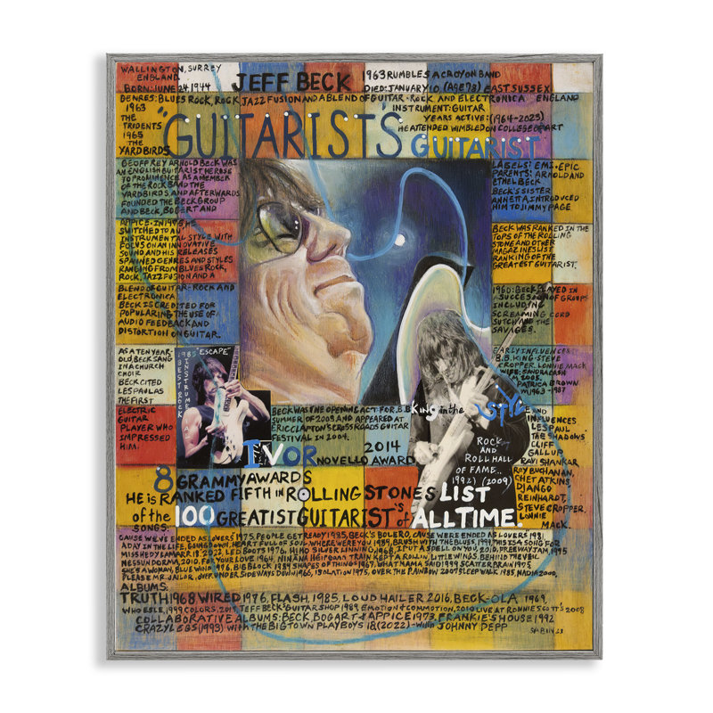 Jeff Beck, collage, estampe numérique par Sabin, Estampe numérique Farmhouse, H 14 po x l 11 po