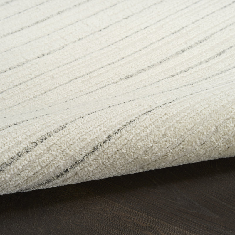 Ebern Designs Bonnert Ivory Grey Modern Indoor Rug, Rectangle 3'11" x 5'11"