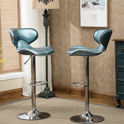 2Pcs Blue Adjustable , Faux Leather, Base, Blue, , 2 Base