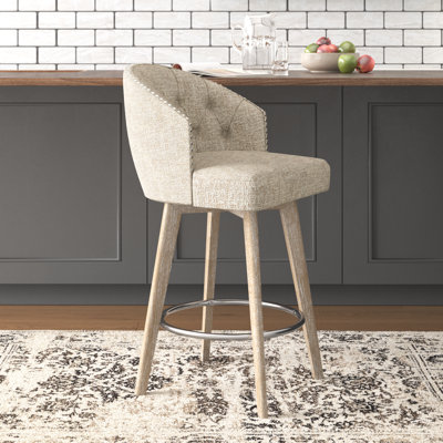 Bhavya 26'' H Upholstered Swivel Counter Stool