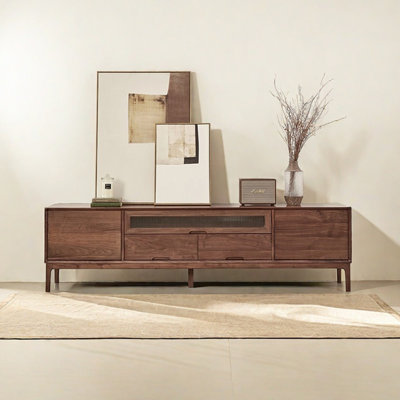 Meuble télé de rangement en bois massif pour salon