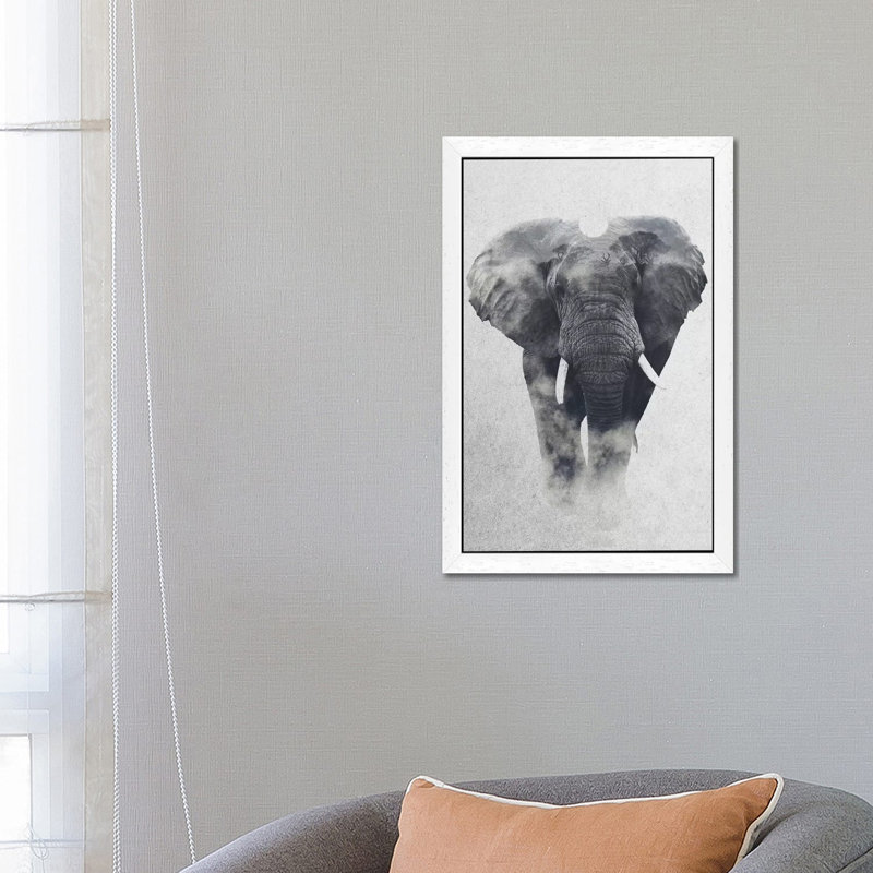 Elephant by Andreas Lie - Floater Frame Print on Canvas, White Framed, 66.04 cm H x 45.72 cm W