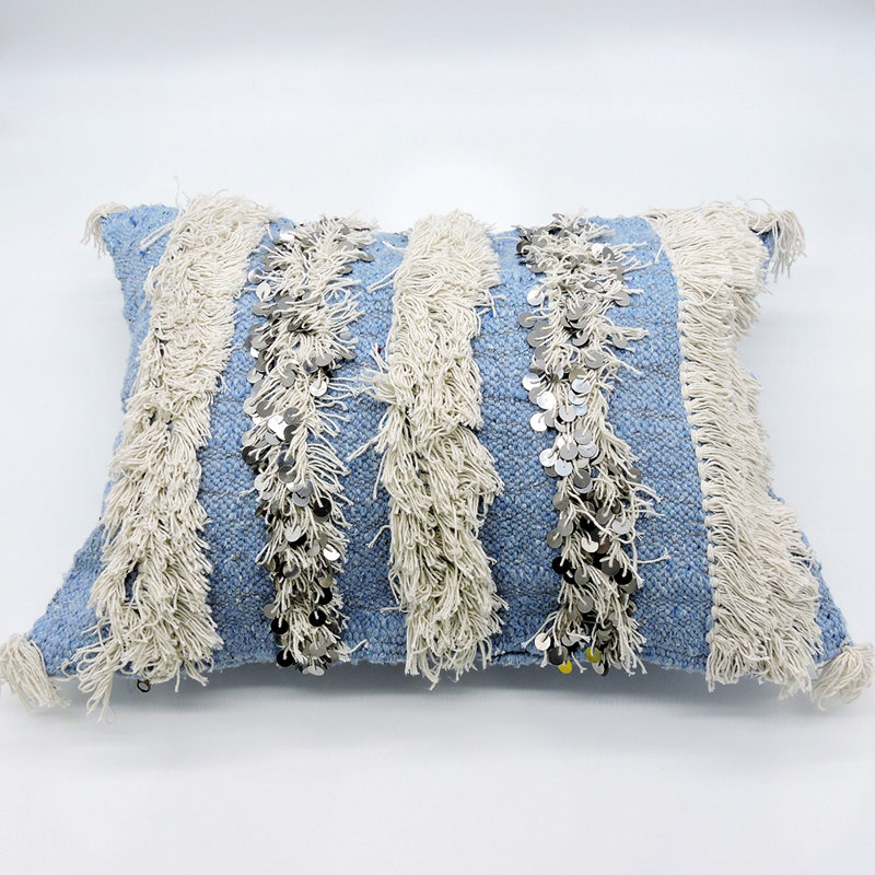 Wool Rectangular Pillow Cover, Sky Blue/White, 17" x 22"