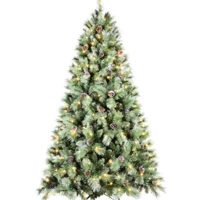 9ft Christmas Tree Equipped With 700 Warm White Led Lights, 2518 Hard Needle Tips, 122 Pine And Hinged Branches & Fast - Shaping Structure