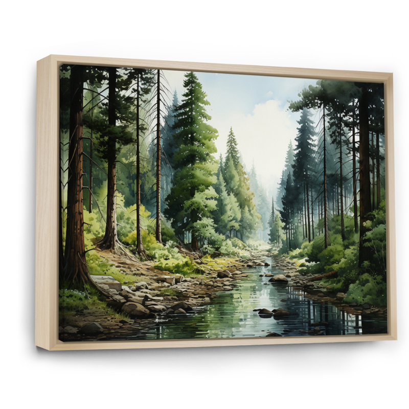 Canada Whispering Pines II - reproduction sur toile, Cadre naturel flottant, H 12 po x l 20 po x P 1 po