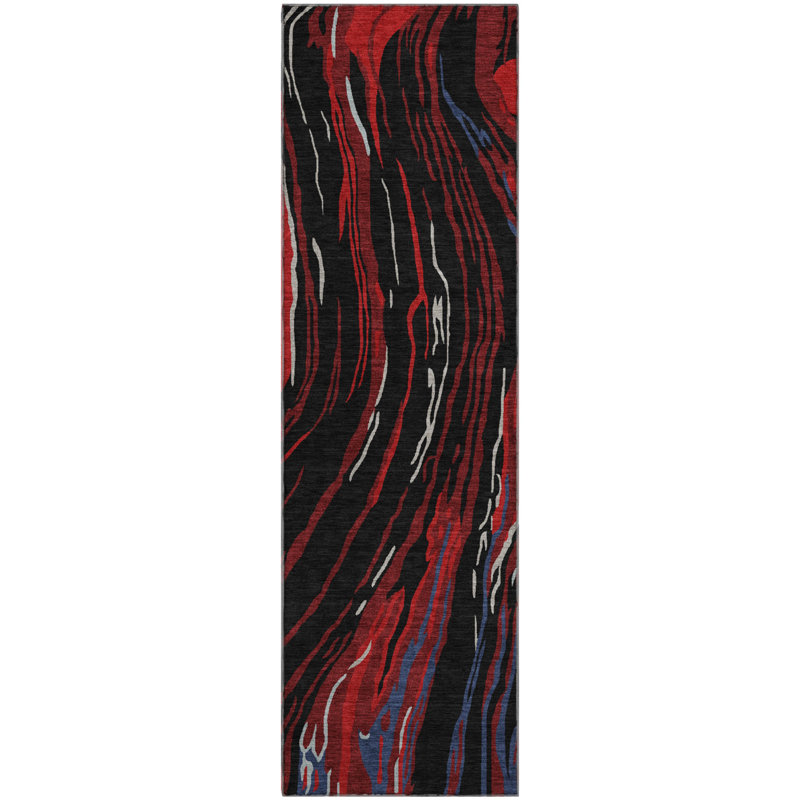 Premium Machine Washable Cortes AMF1037 Swirls Rug, Runner 2'3" x 7'6"