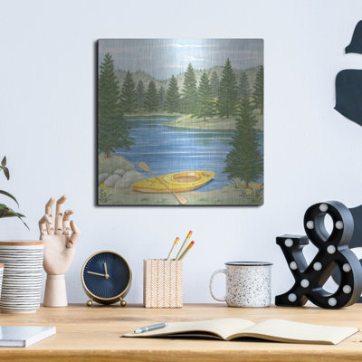  'Kayak At The Lake' by Deb Strain Metal Wall Art, 12" x 12"