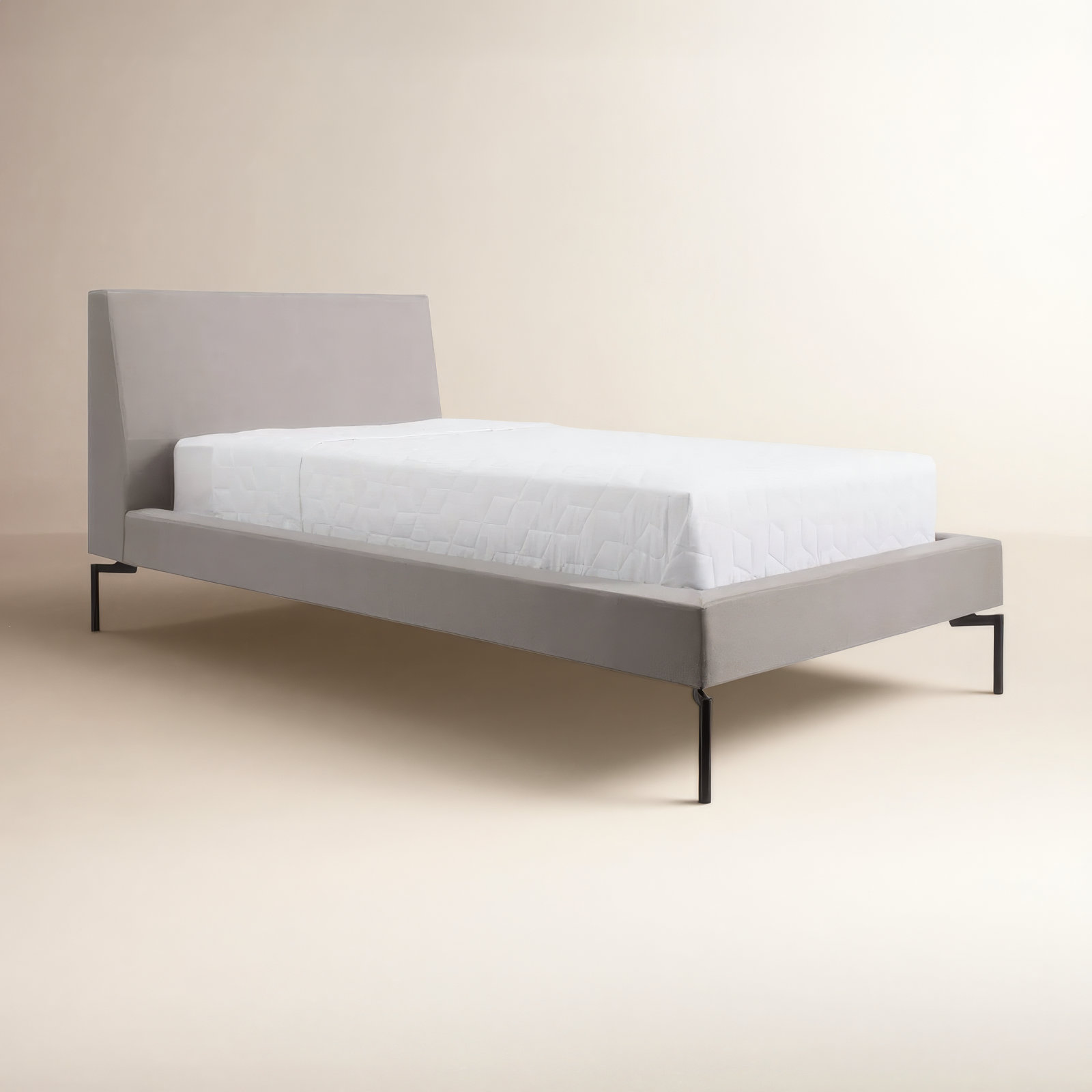 New Standard Upholstered Bed, Twin, Storm Velvet/Black